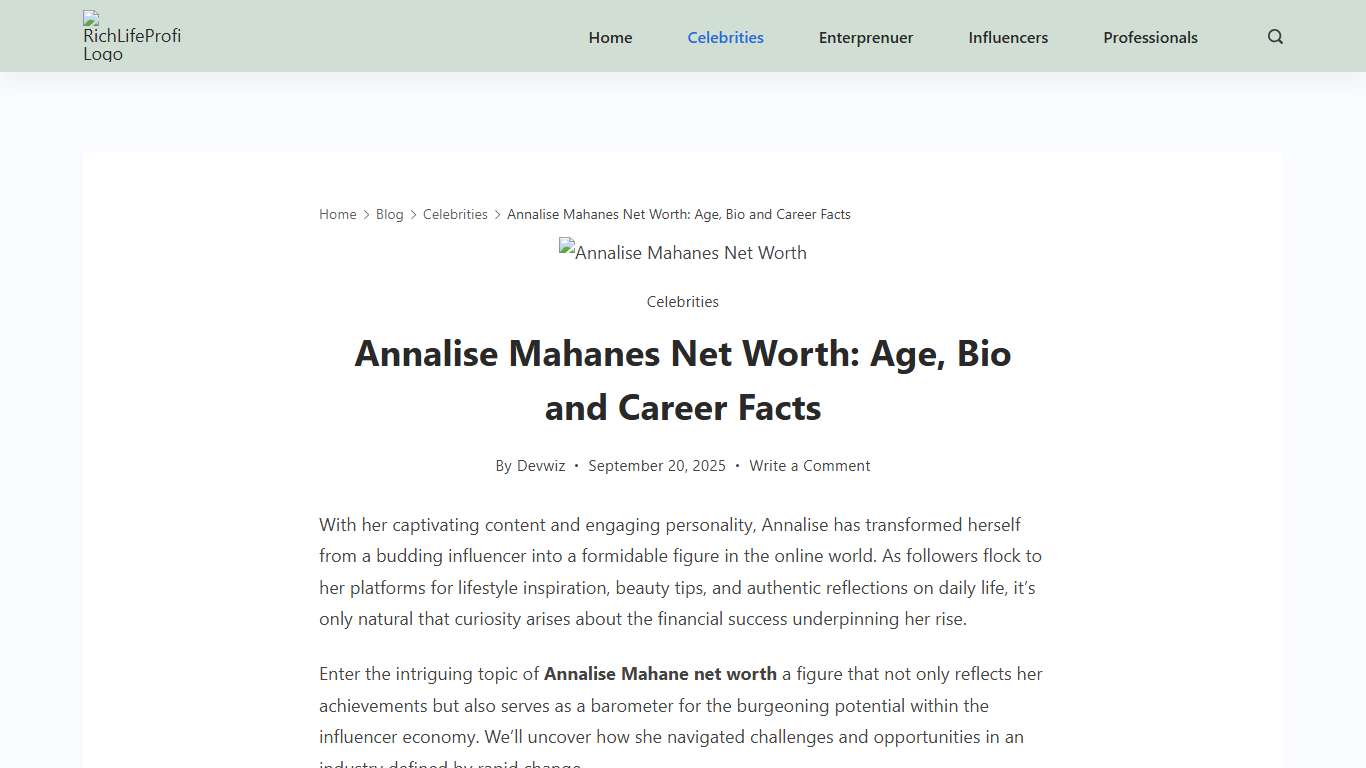 Annalise Mahanes Net Worth 2026 Age, Bio and Career