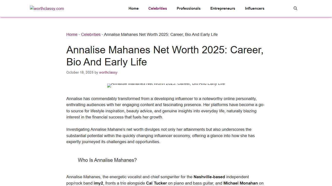 Annalise Mahanes Net Worth 2025: Career, Bio And Early Life