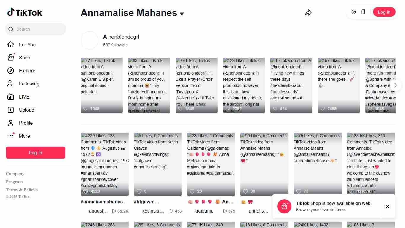 Annamalise Mahanes TikTok