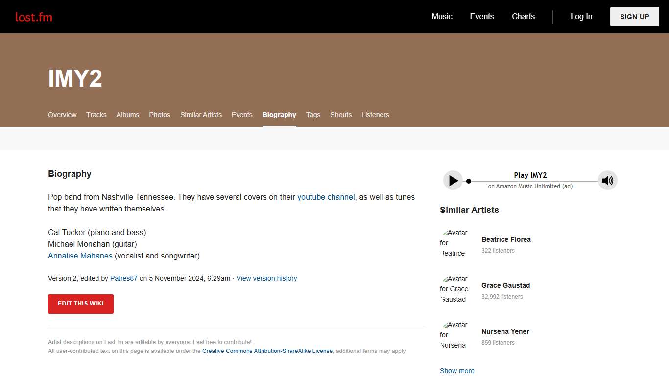 IMY2 biography Last.fm